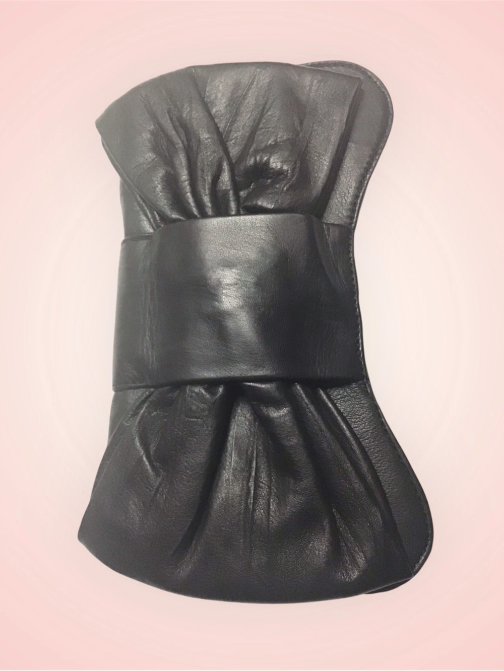 Vintage Steve Madden Black Leather Bow Clutch
